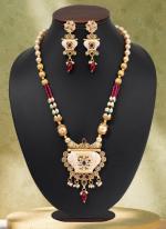   Festival Wear  Rani Green Color Matte Gold Meenakari Necklace Set